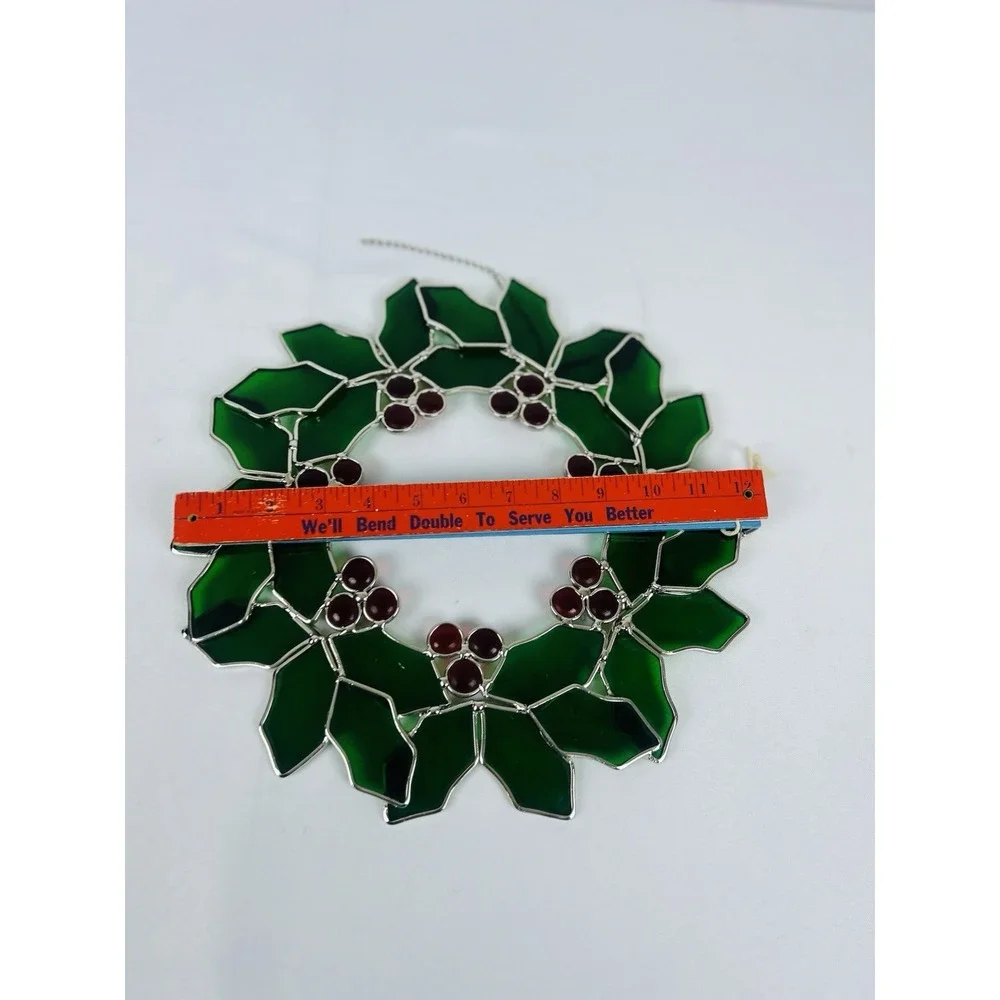 Stained Glass Christmas Holly Berry Wreath 10